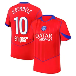 Unisex Soccer/Football PSG Team Dembélé #10 Champions League/Ligue 1 2025/26 Home/Away Replica Jersey - Navy/White/Red