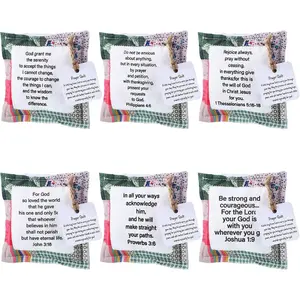 6 Prayer Quilt with Cross Inside Small Prayer Quilt Colorful  Squares Mini Scripture Cloth Father's Day Christian Christmas Encouragement Gifts(English)