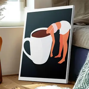 Retro Coffee Lover Canvas Wall Art - Versatile Holiday Decor - No Power Required - Hanging Framed Art - Ideal for Home, Living Room, Bedroom, Café, and Dormitory Decoration