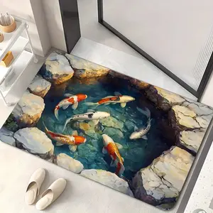 Non-Slip Door Mat Bathroom Rug, 20x32 Inch Low Profile Rubber Bottom, Decorative Floor Mat for Living Room Bedroom Kitchen, Indoor Outdoor Use