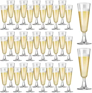 Plastic Champagne Flutes 40 Pack Disposable Champagne Glasses 5.5 Oz Clear Plastic Mimosa Glasses Wedding Cocktail Cups Bulk for Engagement Birthday Graduation Decorations 2025 Party Supplies