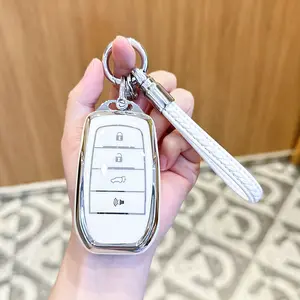 ACEBOY for Toyota Key Fob Cover with Keychain for toyota key fob case Fit for 2019-2024 Venza, RAV4 Prime, Land Cruiser, Fortuner, Grand Highlander, Corolla Cross, Hilux