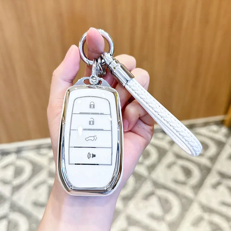 ACEBOY for Toyota Key Fob Cover with Keychain for toyota key fob case Fit for 2019-2024 Venza, RAV4 Prime, Land Cruiser, Fortuner, Grand Highlander, Corolla Cross, Hilux