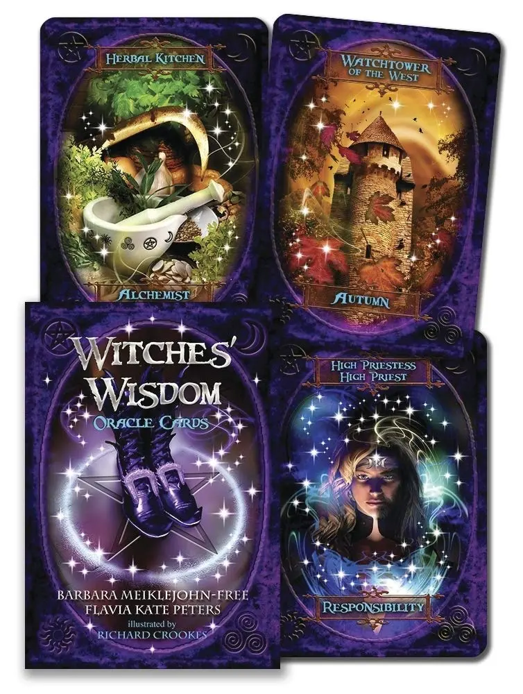 Witches' Wisdom Oracle 48-Card Deck - Magical Silver-Gilded, Ages 12+, Includes Guidebook with Information About the Cards, Llewellyn