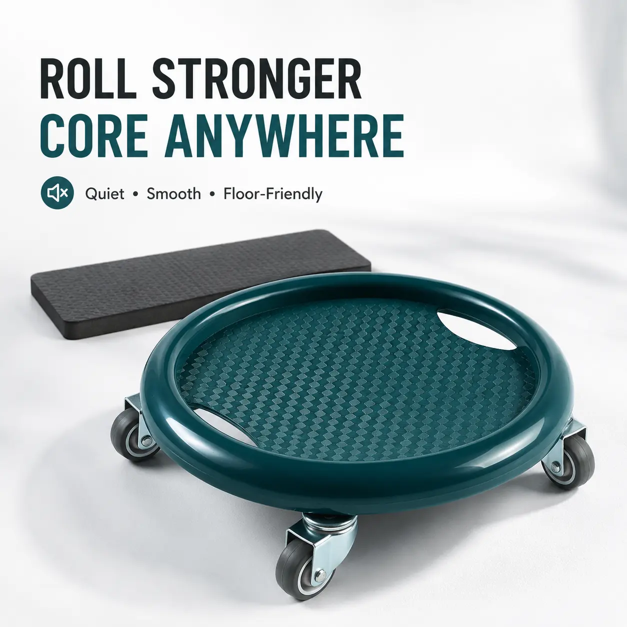 Unisex Quiet 4-Wheel Ab Roller Wheel - Home Workout Equipment for Abdominal Exercise, Core Training, At-Home Gym Gear for Defined Abs & Strength Building