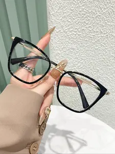 Cat Eye Frame Eyeglasses, Trendy Anti-blue Light Eyeglasses for Women & Men, Fashion Eyeglasses for Work, Daily Clothing Decor, Perfect for Student Daily Use