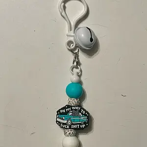 Funny "F*ck Sh*t Up" Cat Car Keychain with Jingle Bell