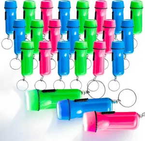 Mini Plastic Flashlight Keychain Bulk for Kids Assorted Colors LED Flashlight Keyring Lightweight and Portable Light - Perfect for Hiking, Cycling, Camping, Party Favors. (24 Pieces)