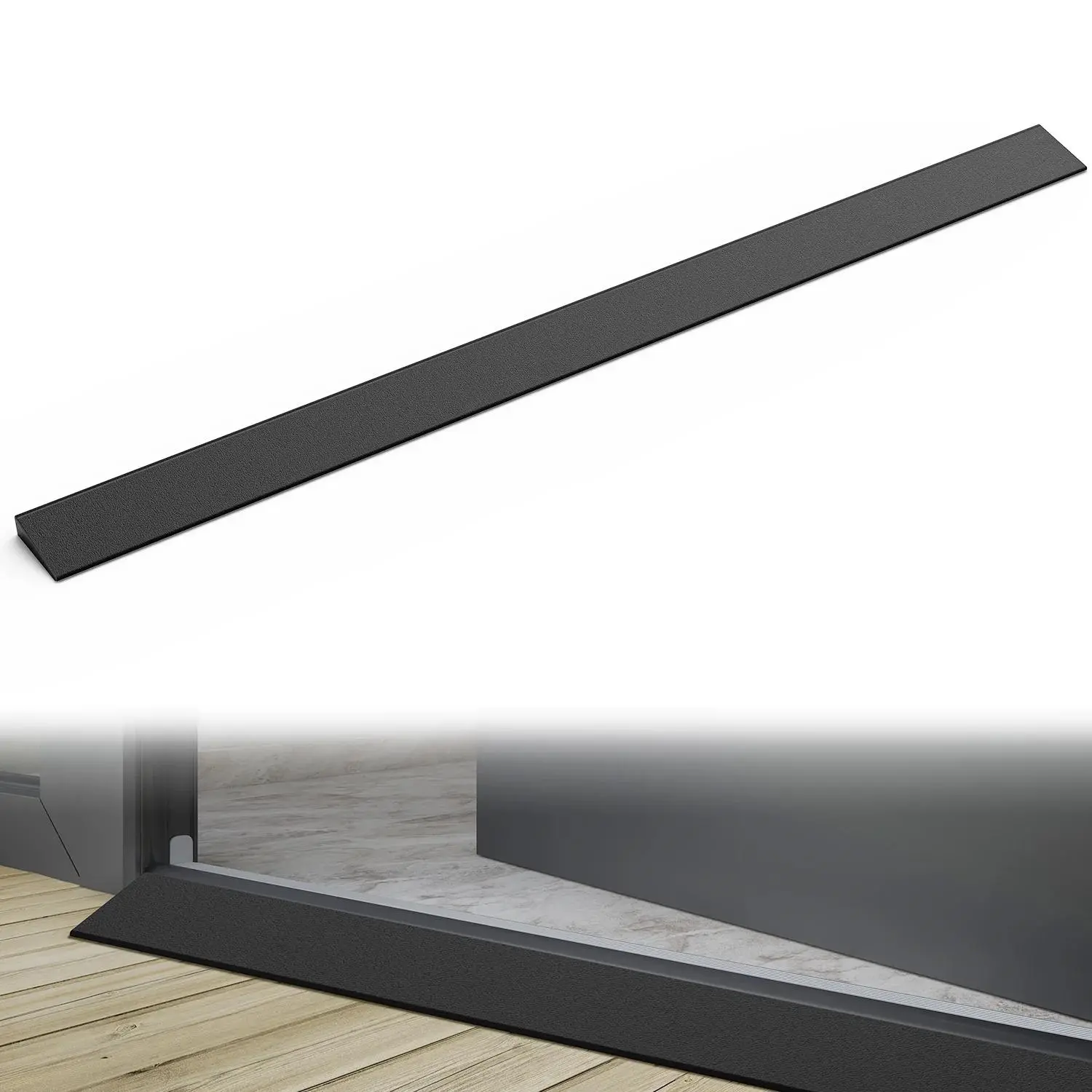 Nilight Heavy-Duty Natural Rubber Threshold Ramp - 0.4In Rise, 39.4In Wide, Cuttable Low Profile, Door Step Platform Accessories for Indoor Concrete Floor Doorways, Accessibility Needs with Immediate Stability