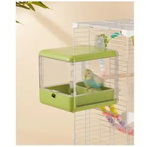 Bird Feeder and Bath for Cage, Hanging Bird Bathtub Bath Shower Box Bowl, Bird Cage Accessories Suitable for Small Medium Birds, Parrots, Lovebirds, Finches, Parakeets, Mannikin