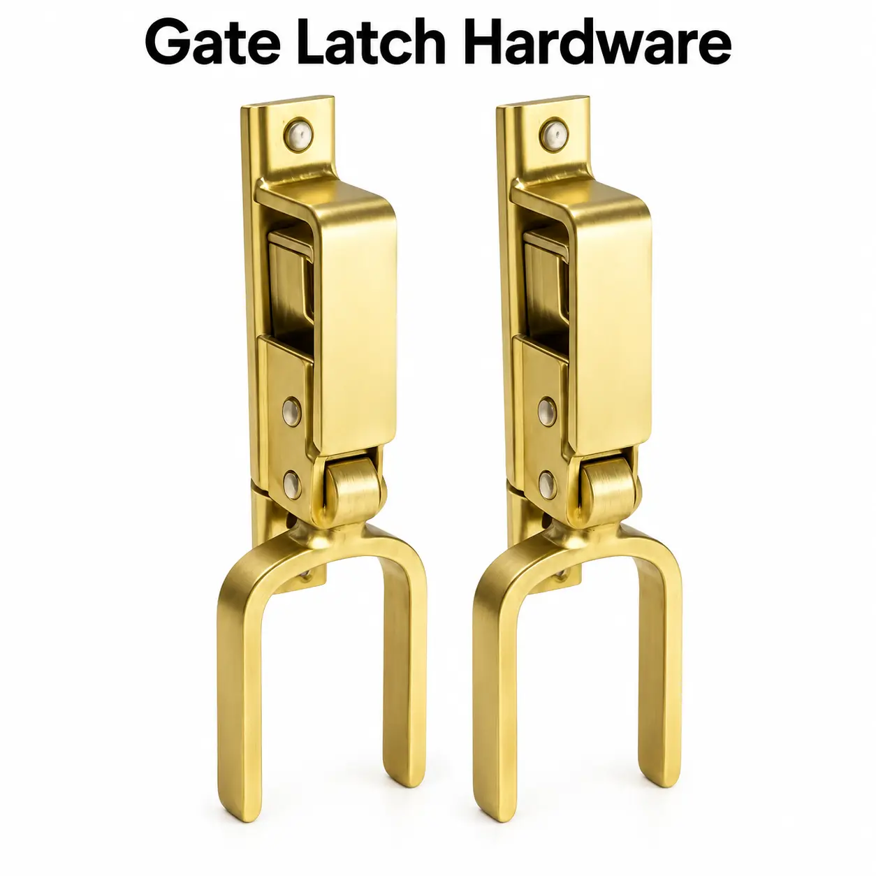 2-Pack Metal Gate Latch Hardware, Gold Tone Fence Gate Latch for Garden Gates, Patio Gates, Balcony Railings, Yard Gates, Wood Posts and Metal Tube Gates