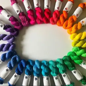 25 Color Hand Dyed Vegan Yarn Set - Ultra Soft DK Light Worsted 3 Ply Bamboo Cotton Featuring Beautiful Tonal Color Variations