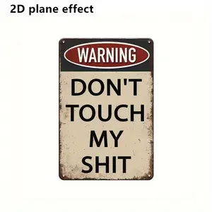 Vintage Style Warning Sign, 5.85in x 7.8in - Durable Fiberboard Wall Hanging Decor for Garages, Workshops, Home Offices - Humorous "Don't Touch My Stuff" Design with Rustic Finish,