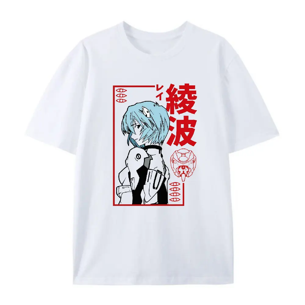 retro  women,Neon Genesis Evangelion Rei Ayanami Graphic Tee - 100% Cotton Oversized T-Shirt for Women S-5XL