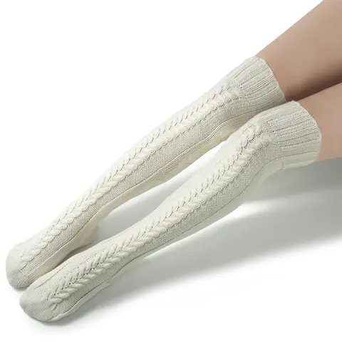 BomKinta Women's Adults' Lady Thigh-High Socks - Fashionable Striped Knit Boot Socks, Warm Durable Elastic Fit for Fall Boots, Soft Breathable, Size 5-10