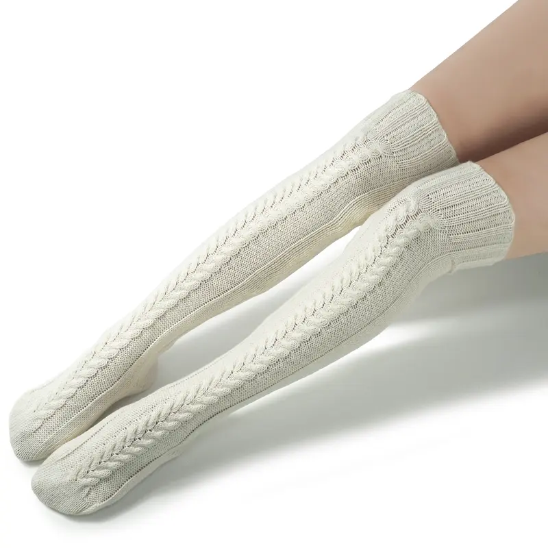 BomKinta Women's Adults' Lady Thigh-High Socks - Fashionable Striped Knit Boot Socks, Warm Durable Elastic Fit for Fall Boots, Soft Breathable, Size 5-10