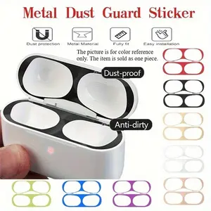 Metal Dust Guard Sticker for AirPods 4/for AirPods Pro 2 Charging Case - Anti-Scratch & Anti-Dirt Protective Film with Easy Installation, Fully Fit, Dustproof Design, Transparent Cover, Audio
