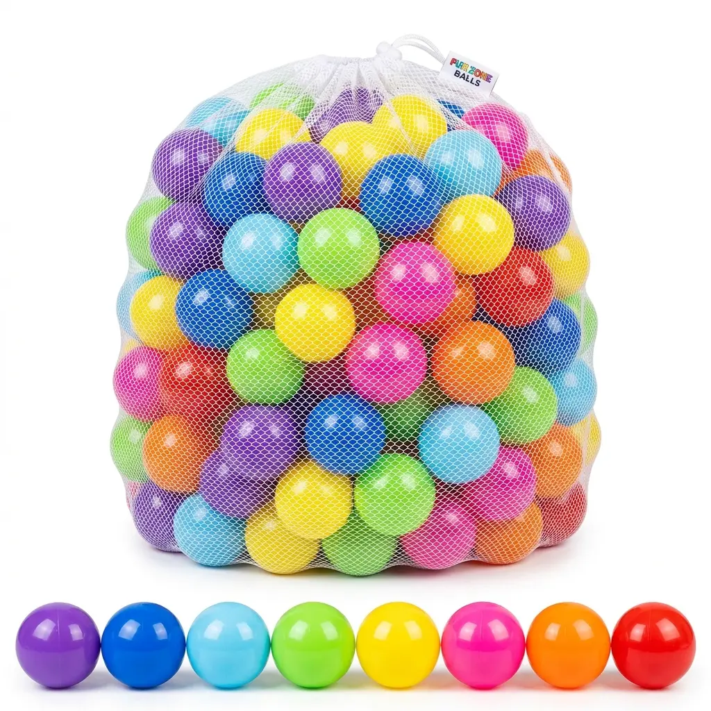 Ball Pit Balls 200 Count 8 Bright Colors 2.2 Inch Non Toxic Plastic for Playhouse & Swimming Pool Safe Soft Fun Children Approved Value Pack