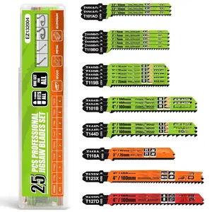 25- Jigsaw  Set with Storage Case-CR-V&HSS Steel, Assorted T-Shank Replacement Jig   for  , Plastic and Metal