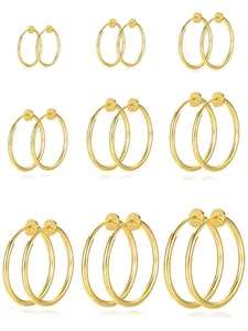 9 Pairs Clip On Hoop Earrings Minimalist And Trendy Versatile Earrings Non Pierced Adjustable Lightweight Durable Multi Size For Women And Girls Daily Wear Party Gift