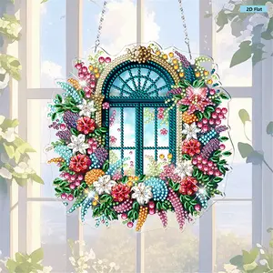 Acrylic 2D Flat DIY Special Shape Hanging Diamond Art Kits Diamond Painting Set Rhinestone Diamond Art Window Pendants Window Hanging Art for Home Decor