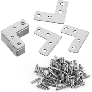 20 Pcs Flat Corner Brace ,1.57 x 1.57 inch/40 x 40 mm Heavy Duty L Right Angle Bracket Flat Straight Mending Plate,Flat L Bracket for Frame, Shelves, Fence , Furniture & Cabinet.