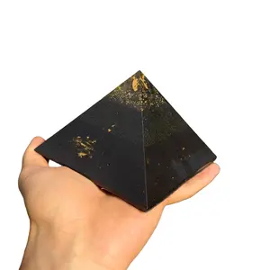 Medium Black Sun Giza Orgonite Pyramid – 8-Sided EMF Shielding & Grounding