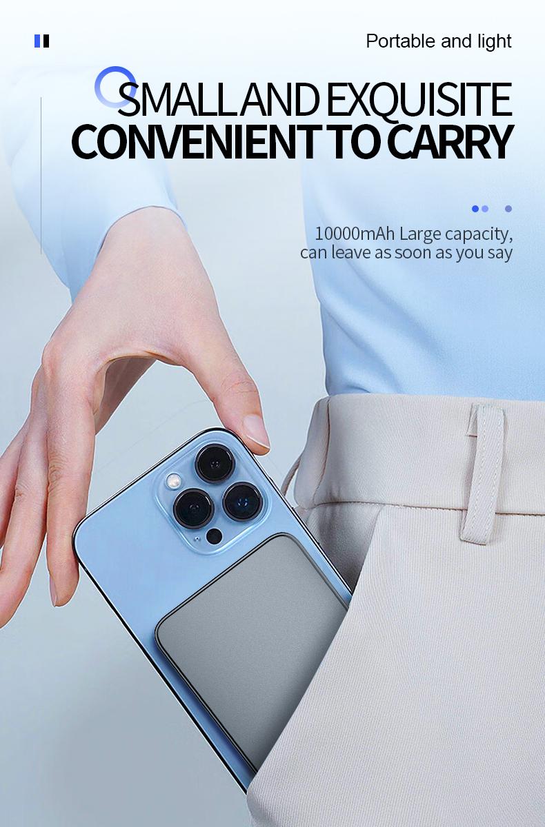 WESECUU 3-in-1 Wireless Power Bank 5000mAh 15W Fast Charging Ultra-Strong Magnets Metallic Body Design Compatible with MagSafe iPhone Models