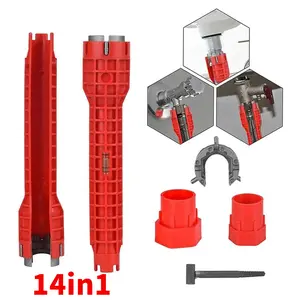 Multi-functional Pipe Wrench,Sink Faucet Installer Tool,14-in-1 Faucet Wrench,Bathroom Plumbing Installation & Repairs Wrench for Small Space Toilet Kitchen Bathroom Toilet Sink.