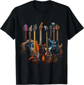 Guitars guitarists gift T-Shirt Cotton Short Sleeve Shirt Casual Tee streetwear