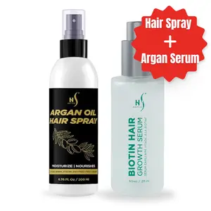 Herstyler Hair Care Duo - Argan Oil Heat Protectant Mist & Biotin Hair Serum for Frizz Control, Shine & Hair Growth