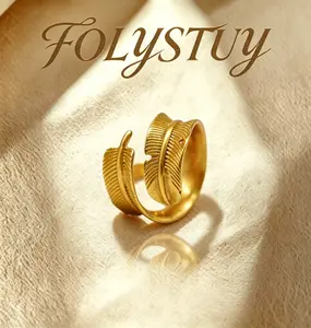 FOLYSTUY (YNZ10) Unisex Fashion Ring 12MM Feather Wrap - Trendy Accessory for Women and Men, Fashionable Design