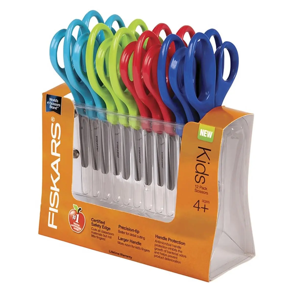 FISKARS FSK1067002 5 in. Pointed Safety Edge Kids Scissors, Vibrant 12-Pack, Paper Cutters, Classroom Supplies