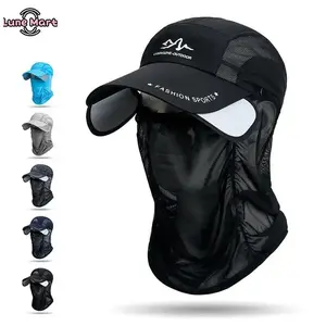 Unisex Oversized UV Sports Sun Hat - 360° Full Coverage, Detachable Face Mask, Extendable Brim, Breathable Mesh, SPF50+ Protection, Sweat Absorbing Mesh-Up Hat for Fishing, Hiking, Mesh-Up Hats, Oversized Uv Hats