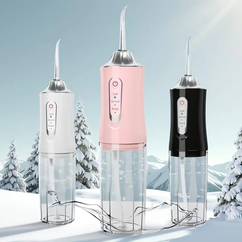 My Smile Portable Water Flosser 4-Pack Electric Oral Irrigator with Smart Chip 800mAh Battery 200ml Tank USB Rechargeable Daily Use nozzle replacement cleaner flosser cordless diy mode