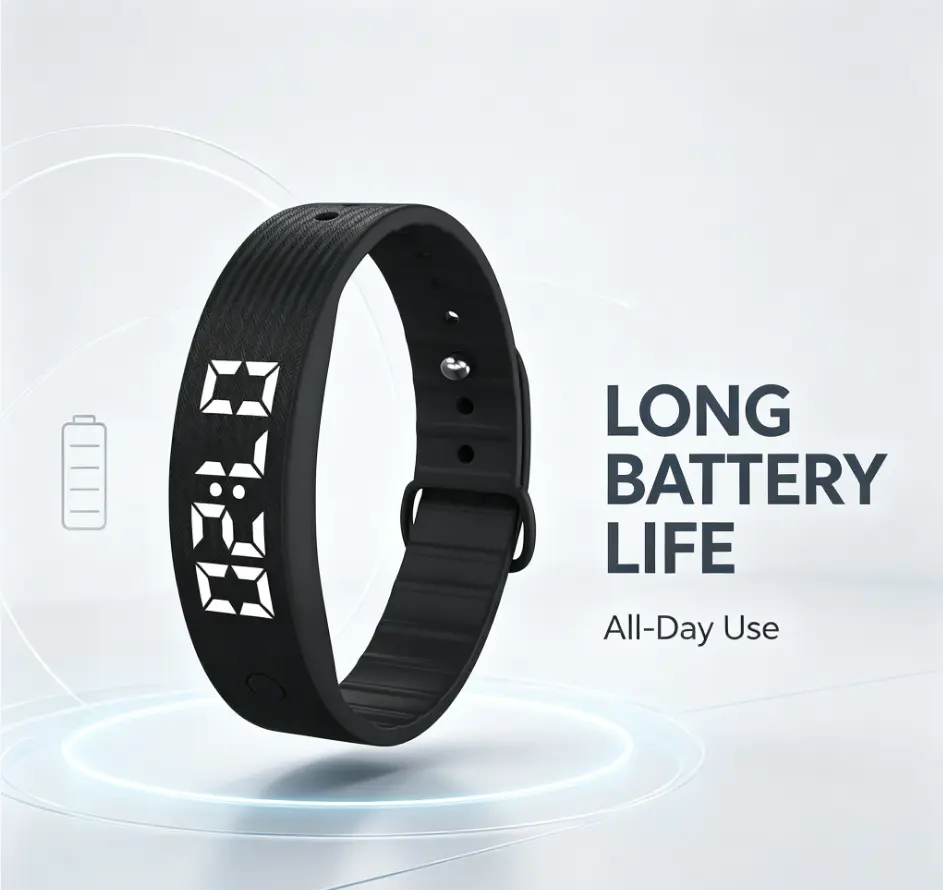 Compact LED Digital Alarm Wristband Watch, Waterproof Adjustable Fitness Bracelet with Vibration Alarm & Running Pedometer, Portable Fitness Tracker for Sports & Daily Use