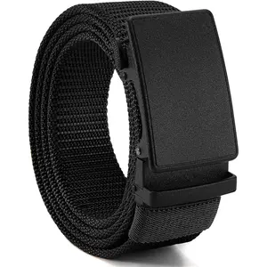 Nylon Ratchet Belts for Men - Adjustable Casual Work Belt with Slide Buckle - Trim to Fit