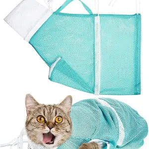Cat Bath Net Bag, Adjustable Beauty Shower Bag, Multi-Functional Cat Restraint Accessory, Prevents Biting and Scratching, Trims Nails, Cleans Ears, Keeps Calm, Grooming Goods