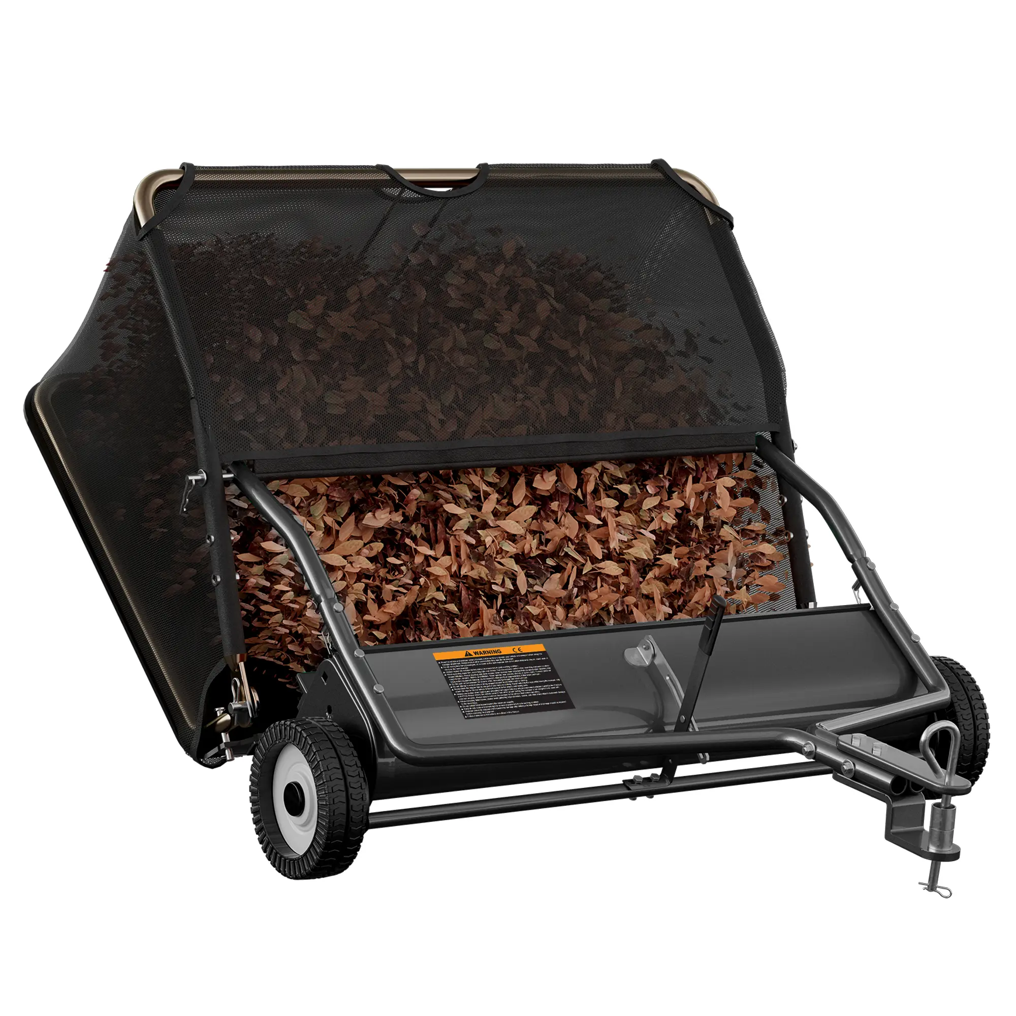 42" Tow Behind Lawn Sweeper with 18.55 Cu.Ft Large Hopper, Heavy Duty Leaf & Grass Collector, Adjustable Brush Height & Easy Dump Rope for Lawn & Yard Cleanup