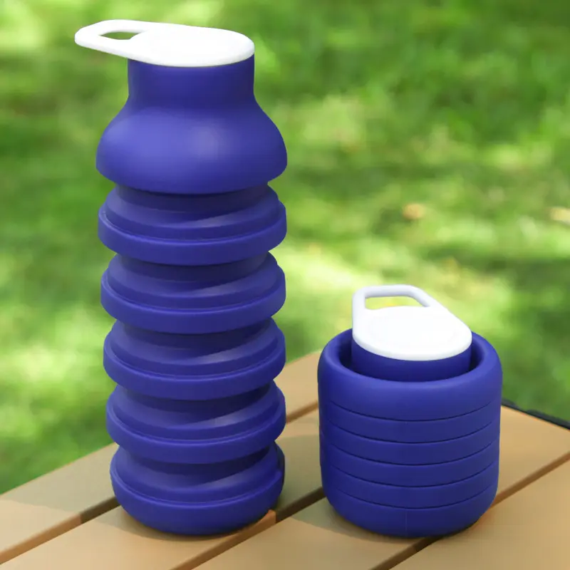 Portable Collapsible Silicone Sports Water Bottle - Slim, Lightweight, Ideal for Outdoor Travel, Cycling