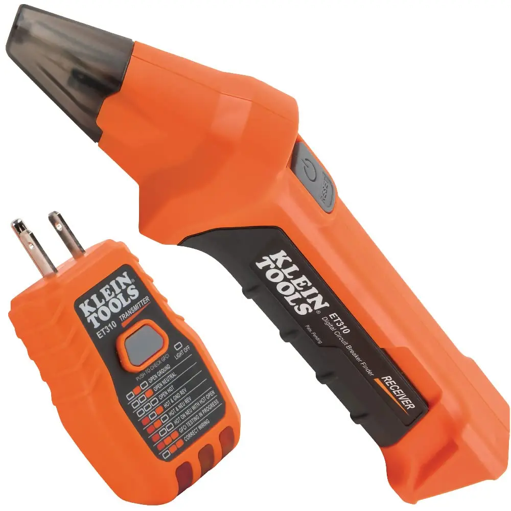 Klein Tools ET310 AC Circuit Breaker Finder - Electric & Voltage Tester with Integrated GFCI Outlet Tester, Receiver, Digital Display, Transmitter+RX for 90-120V AC Circuits