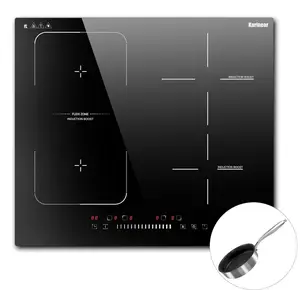 Karinear Induction Cooktop With Cast Iron Pot, 7400W Built-in Induction Stovetop ,With Induction Cookware.Child Safety Lock, Timer,240V Hard Wire (No Plug)