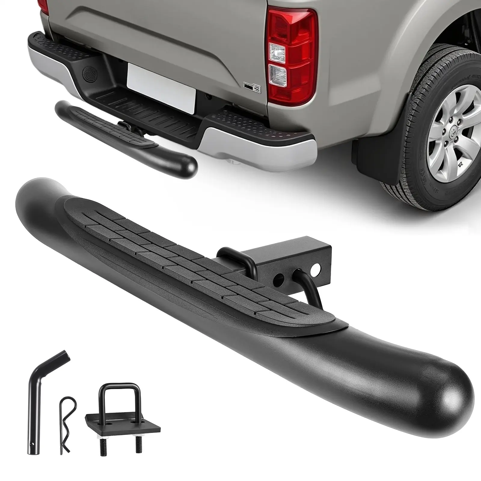 【Summerfinds】VEVOR Hitch Step for 2 Inch Receiver, Universal Rear Bumper Guard Protector with 350 LBS Load Capacity, Non-Slip Tow Hitch Step with Pin Kit and Stabilizer, Fit for Truck, SUV, Pickup, Trailer