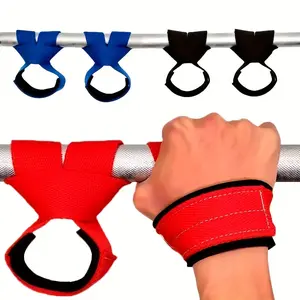 1 pair of adjustable anti-slip fitness weightlifting wrist straps - black polyester fitness training accessory wristbands with safety hook and buckle closure design