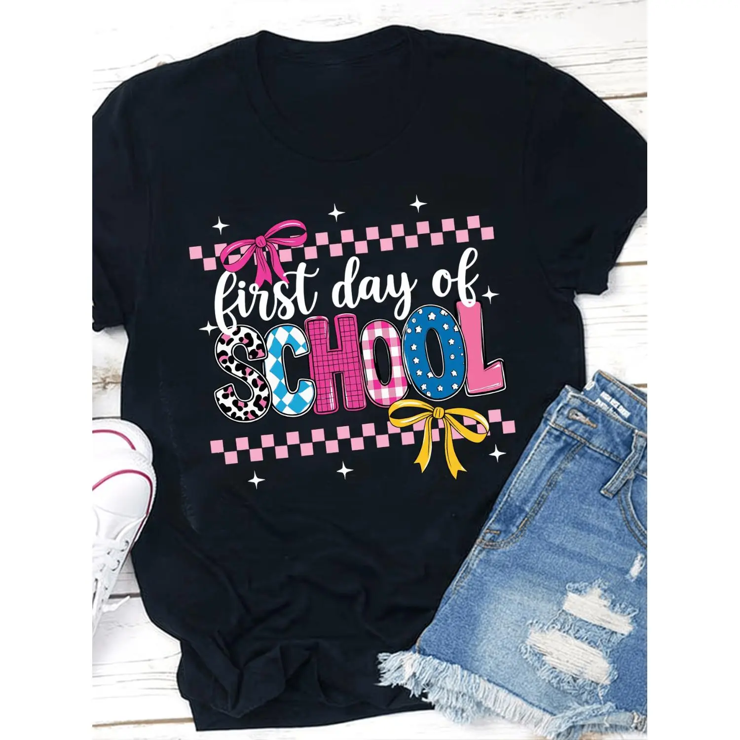 First Day Of School T Shirt Boys Girls Preppy Style Tee Loose Round Neck Comfortable Back To School Outfit