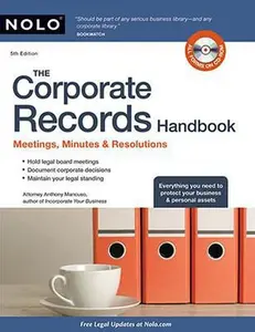 USED-The Corporate Records Handbook: Meetings, Minutes & Resolutions by Anthony Mancuso (Paperback)