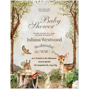 Wildlife-Themed Baby Shower Invitations - Pack of 10 - Premium Eco-Friendly Cards