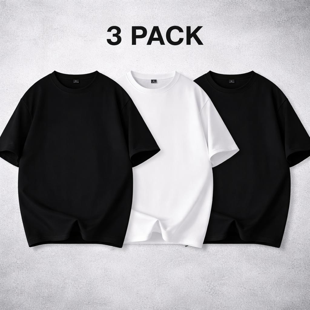 5-pack unisex short-sleeve T-shirts, American basic style, heavyweight high GSM, oversized casual athletic design; versatile tops available in multiple colors; a multi-piece set—versatile and suitable for various occasions, ideal for summer wear and a war