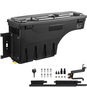Truck Bed Storage Box With Lockable Lid, Waterproof ABS Wheel Well Tool Box 6.6 Gal / 20 L, Heavy Duty Black, Fits Chevrolet Silverado 1500 And GMC Sierra 1500 2019-2021, Driver Side