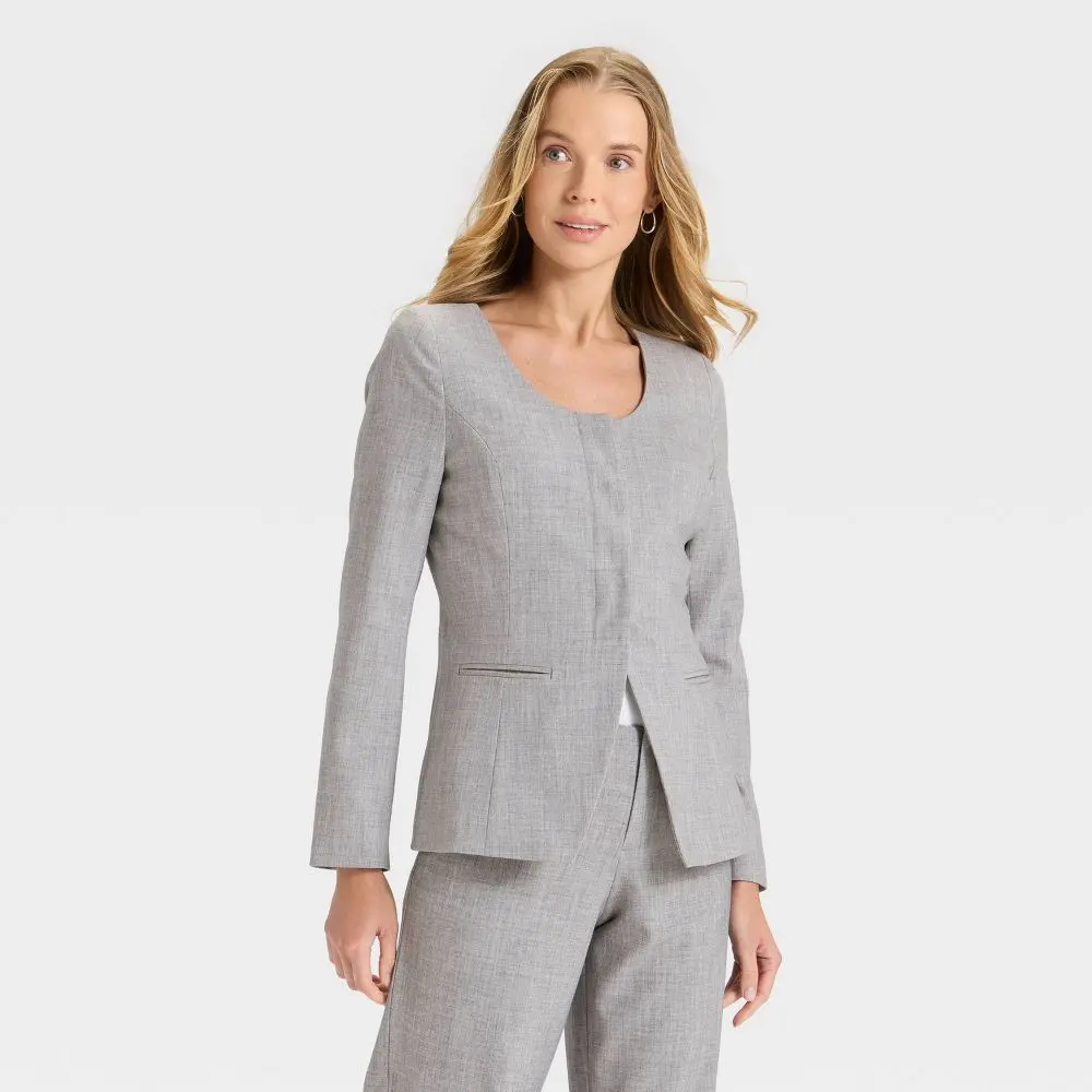 Women's Collarless Blazer - A New Day Women's Collarless Blazer - A New Day